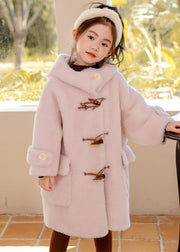 Boutique Rose Patchwork Kids Hoodies Mink Velvet Long Coats Winter