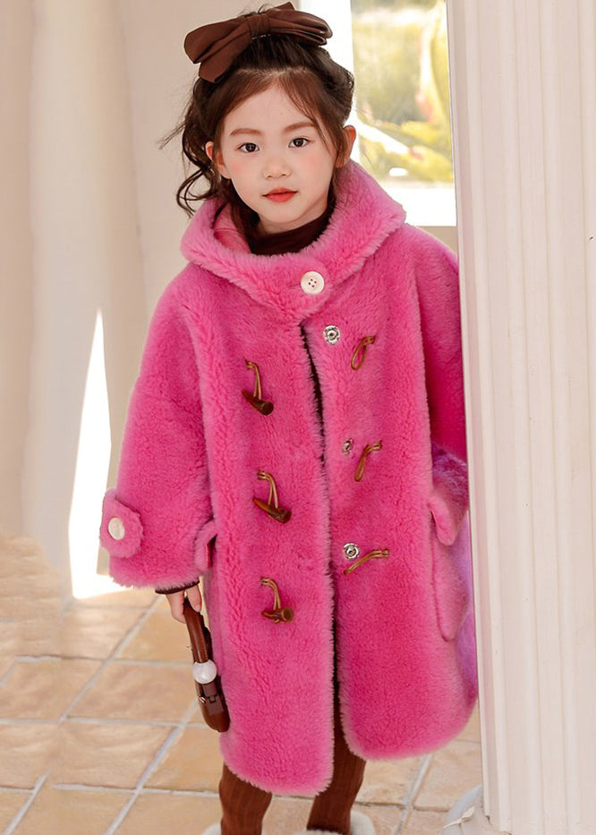 Boutique Rose Patchwork Kids Hoodies Mink Velvet Long Coats Winter