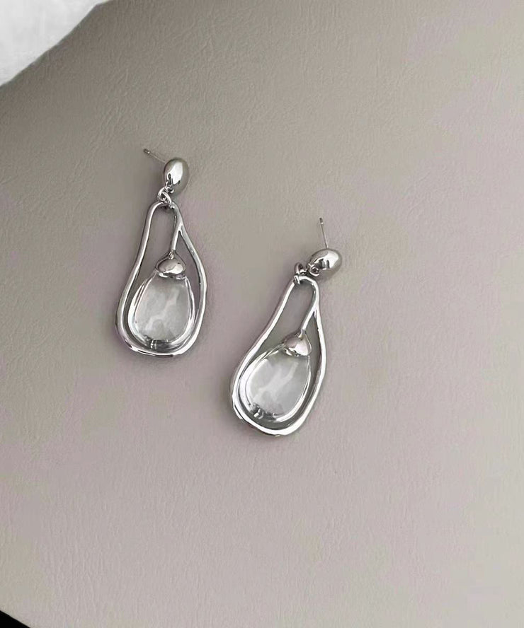 Boutique Silk Alloy Crystal Water Drop Drop Earrings