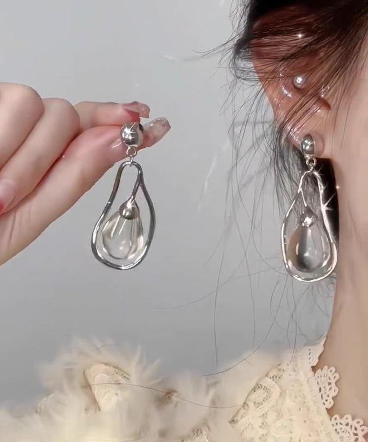 Boutique Silk Alloy Crystal Water Drop Drop Earrings