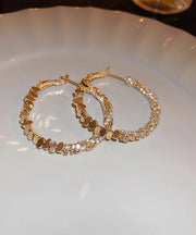 Boutique Silk Copper Zircon Small Bits Of Silver Hoop Earrings