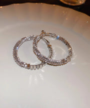 Boutique Silk Copper Zircon Small Bits Of Silver Hoop Earrings
