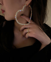 Boutique Silk Sterling Silver Alloy Zircon Love Hoop Earrings