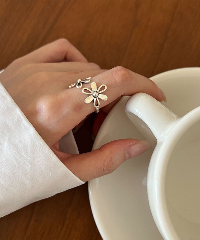 Boutique Silk Sterling Silver Floral Rings