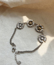 Boutique Silk Sterling Silver Little Daisy Charm Bracelet