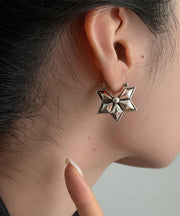 Boutique Silk Sterling Silver Six Pointed Star Stud Earrings