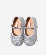 Boutique Silvery Bow Sequins Buckle Strap Kids Flat Feet Shoes