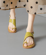 Boutique Splicing Sandals Green Genuine Leather Peep Toe