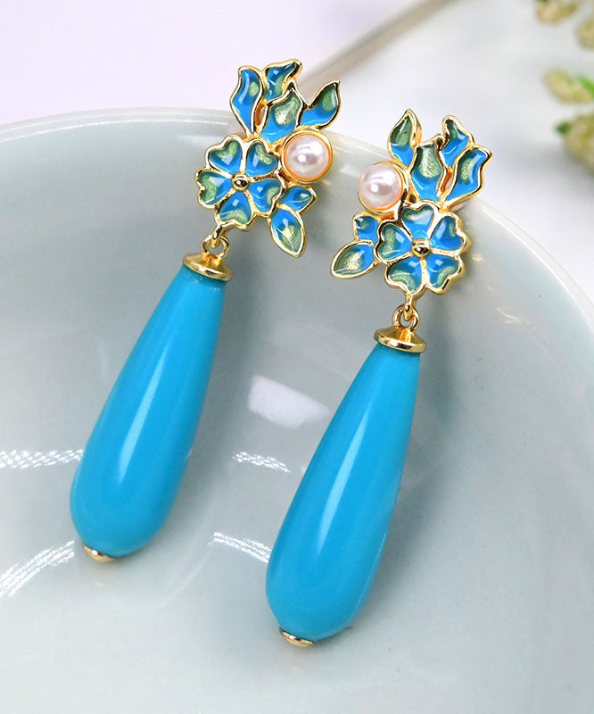 Boutique Sterling Silver Water Drop Turquoise Drop Earrings