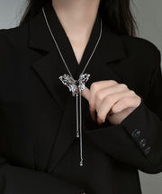 Boutique Tassel Stainless Steel Butterfly Pendant Necklace