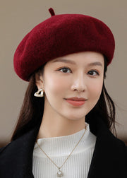 Boutique Versatile Pink Woolen Beret Hat