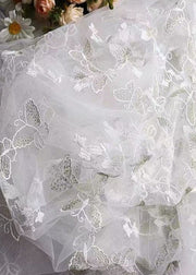 Boutique White Embroidered Butterfly High Waist Tulle Skirt Spring