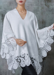 Boutique White Oversized Patchwork Lace Long Smock Spring