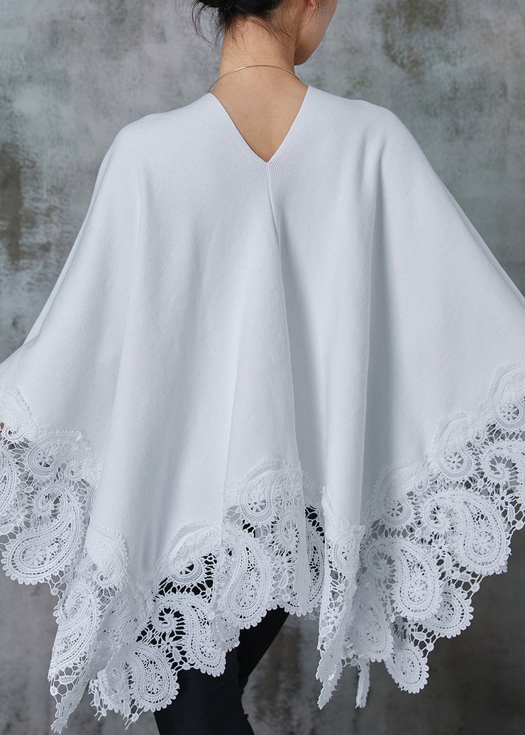 Boutique White Oversized Patchwork Lace Long Smock Spring