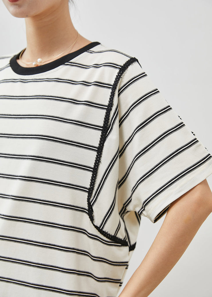 Boutique White Oversized Striped Cotton Tanks Summer