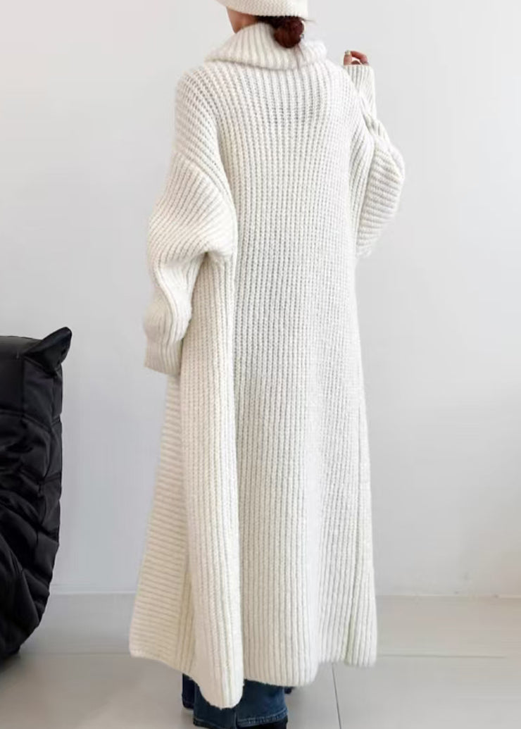 Boutique White Peter Pan Collar Button Woolen Knit Cardigan Winter