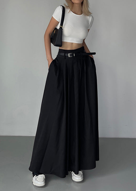 Boutique White Pockets Wrinkled High Waist Cotton Skirts Summer