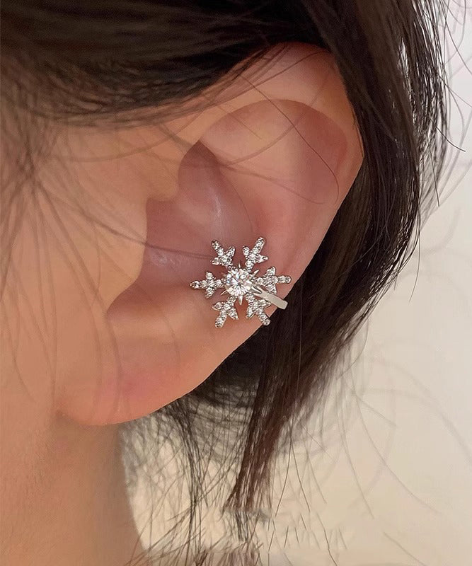 Boutique White Stainless Steel Zircon Snow Stud Earrings