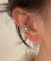 Boutique White Stainless Steel Zircon Snow Stud Earrings