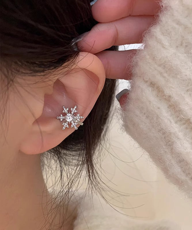 Boutique White Stainless Steel Zircon Snow Stud Earrings