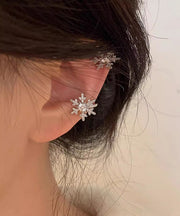 Boutique White Stainless Steel Zircon Snow Stud Earrings