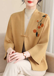 Boutique Yellow Patchwork Cotton Knit Cardigans Bracelet Sleeve