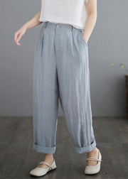 Brief Blue Elastic Waist Cozy Crop Pants Summer