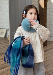 Brief Blue Patchwork Cable Cotton Knit Kids Sweater Tops Spring