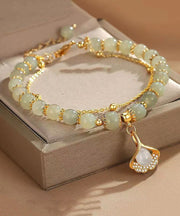 Brief Cyan Sterling Silver Overgild Jade Zircon Bilayer Charm Bracelet