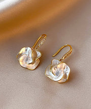 Brief Gold Copper Overgild Floral Drop Earrings