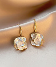 Brief Gold Copper Overgild Floral Drop Earrings