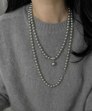 Brief Grey Pearl Tassel Pendant Necklace