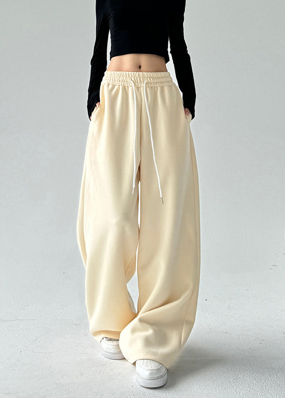 Brief Navy Patchwork Elastic Waist Wide Leg Pants Spring