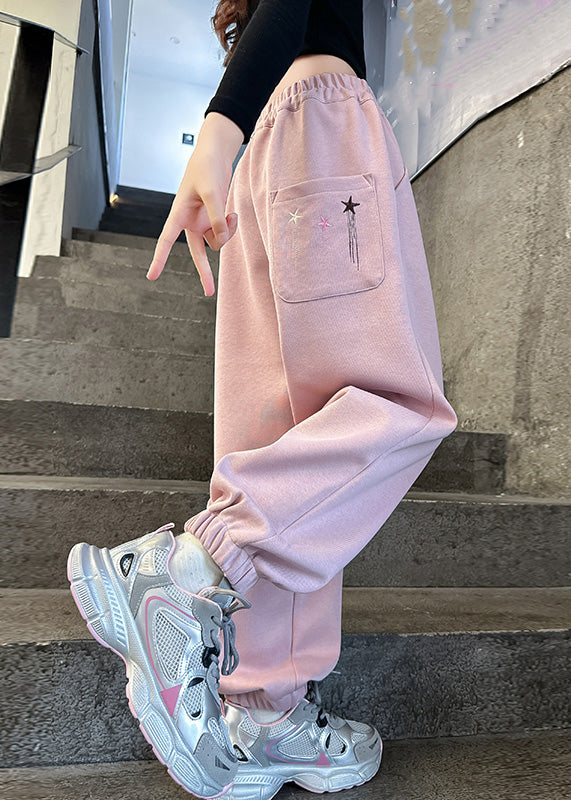 Brief Pink Patchwork High Waist Girls Beam Pants