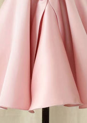 Brief Pink V Neck Patchwork Satin Girls Long Dresses Sleeveless