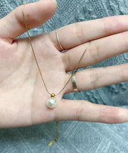 Brief Silk Stainless Steel Pearl Pendant Necklace