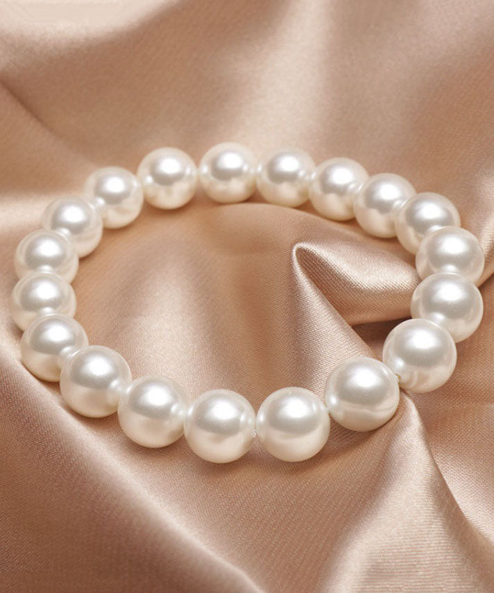 Brief White Alloy Pearl Beading Bracelet