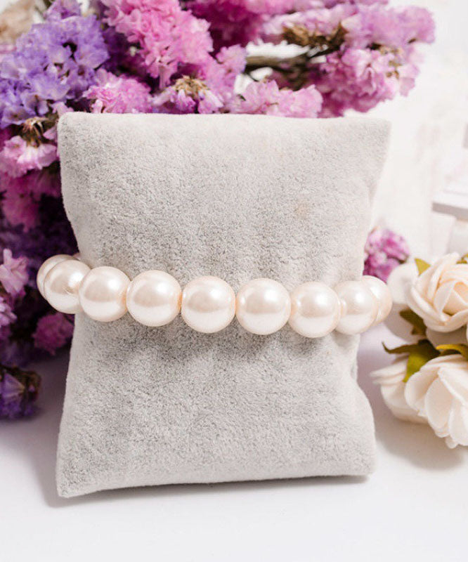 Brief White Alloy Pearl Beading Bracelet