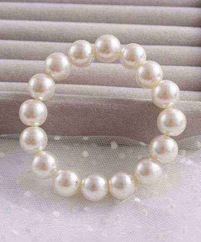 Brief White Alloy Pearl Beading Bracelet