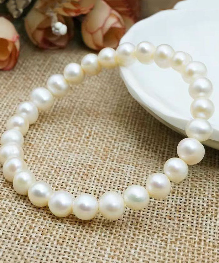 Brief White Alloy Pearl Beading Bracelet