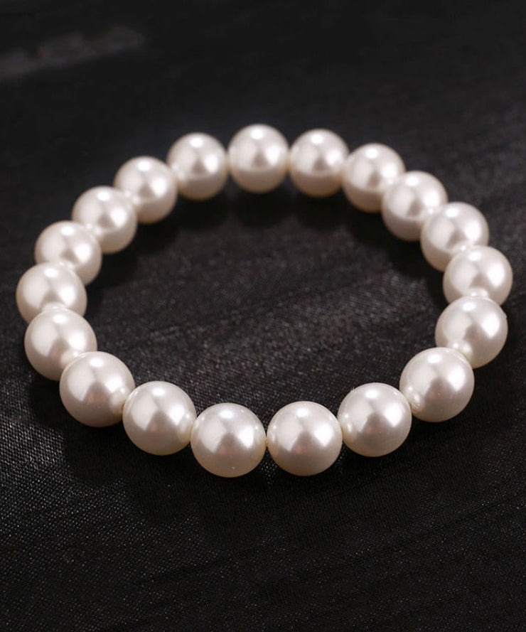 Brief White Alloy Pearl Beading Bracelet