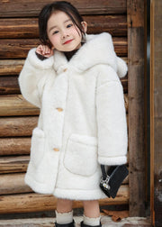 Brief White Button Kids Mink Velvet Hoodie Coat Winter