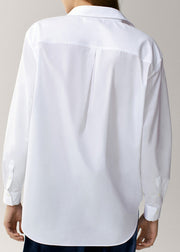 Brief White Peter Pan Collar Button Cotton Shirt Long Sleeve