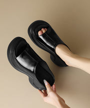 Brief White Splicing Peep Toe Wedge Slide Sandals