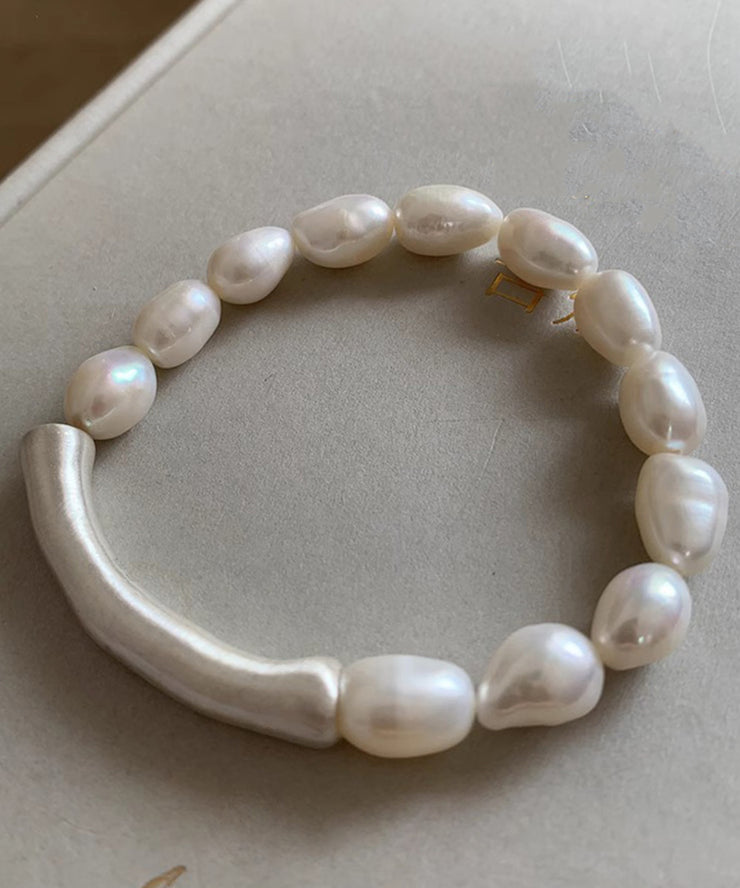 Brief White Sterling Silver Pearl Bracelet