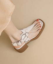 Brown Chunky Sheepskin Flip Flops Splicing Buckle Strap