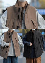 Brown Fine Cotton Filled Men Vest Oversized Winter