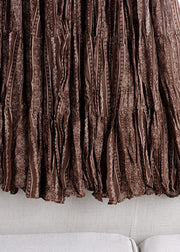 Brown Print Higt Waist A Line Skirt Fall