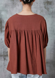 Caramel Cotton Shirt Tops Oversized Summer