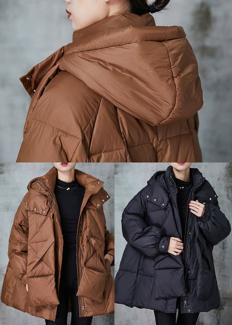 Caramel Fine Cotton Filled Jacket Oversized Pockets Winter